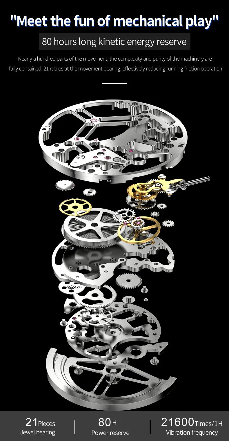 OUPINKE Men's Luxury Mechanical Wristwatch