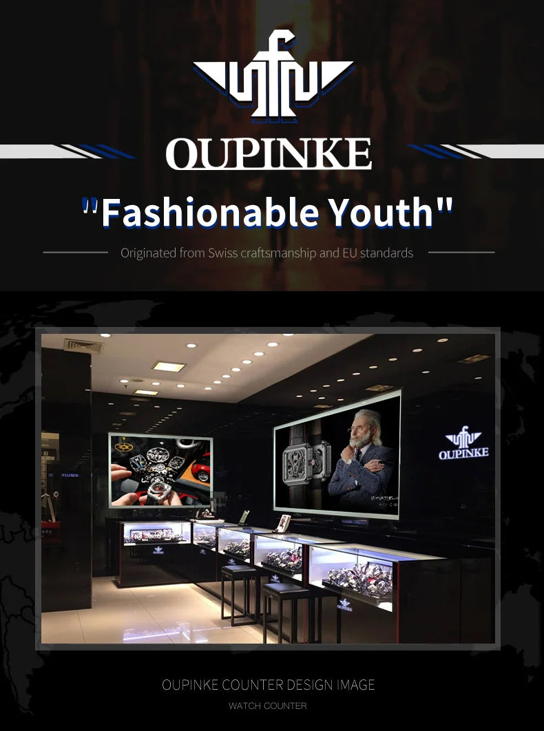 OUPINKE Men's Luxury Mechanical Wristwatch
