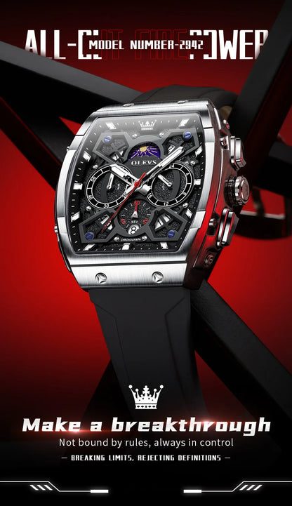 OLEVS Men's Watches Moon Phase Chronograph