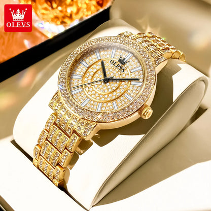 OLEVS Top Original Brand Women's Watches Elegant Luxury Full Diamond Quartz