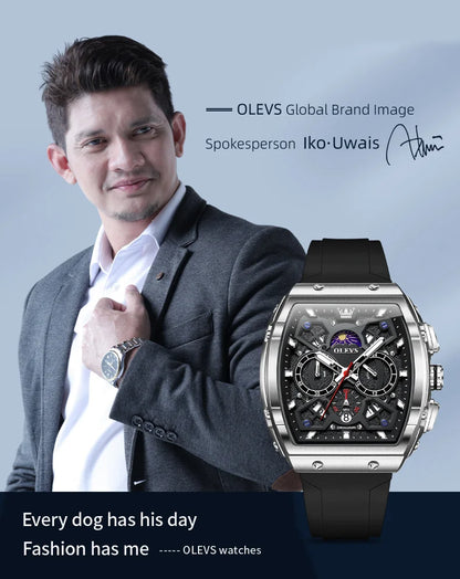 OLEVS Men's Watches Moon Phase Chronograph