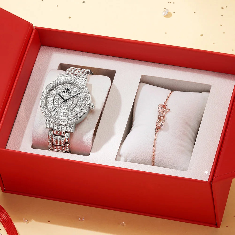 OLEVS Top Original Brand Women's Watches Elegant Luxury Full Diamond Quartz