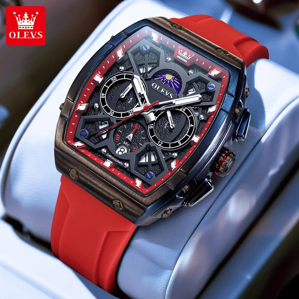 OLEVS Men's Watches Moon Phase Chronograph