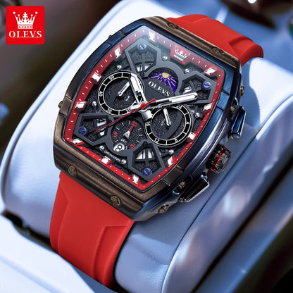 OLEVS Men's Watches Moon Phase Chronograph