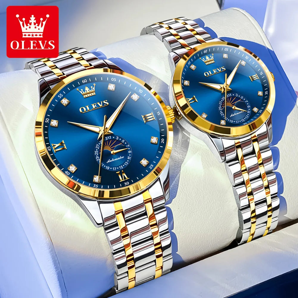 OLEVS Fashion Original Romantic Couple Watch Moon Phase