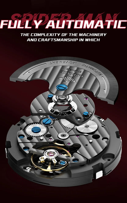 OUPINKE 3250 Original Men's Watch Deep Waterproof 3D Skeleton Stainless steel Automatic Mechanical Wristwatch Men Official Watch