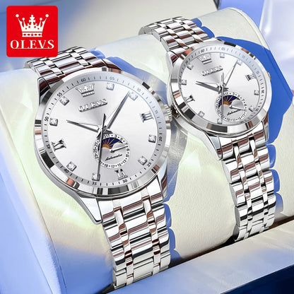 OLEVS Fashion Original Romantic Couple Watch Moon Phase
