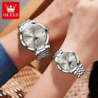 OLEVS Fashion Original Romantic Couple Watch Moon Phase