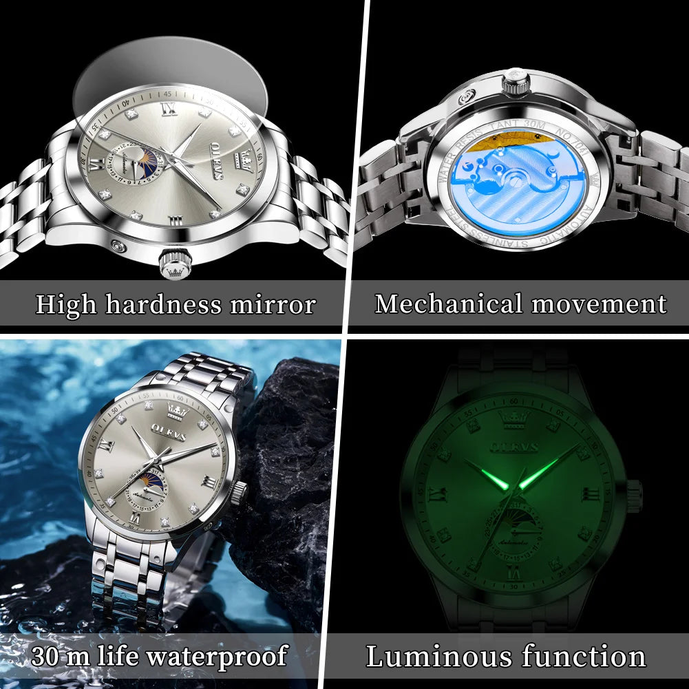 OLEVS Fashion Original Romantic Couple Watch Moon Phase