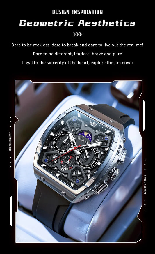 OLEVS Men's Watches Moon Phase Chronograph