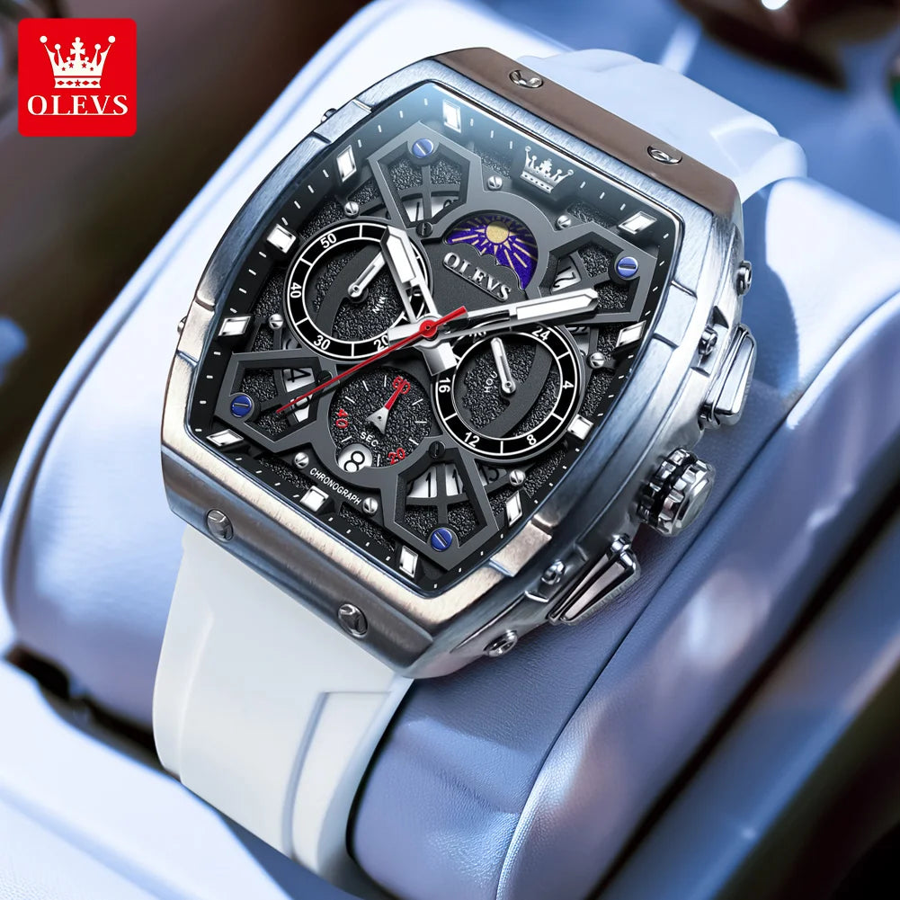 OLEVS Men's Watches Moon Phase Chronograph