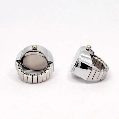 Vintage Rings Punk Finger Watch for Women Mini Elastic Strap Watches