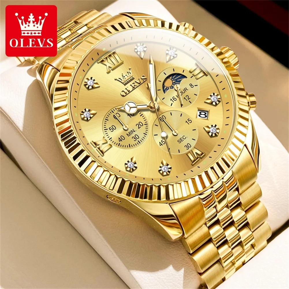 OLEVS New Original Quartz Men's Watches Moon Phase