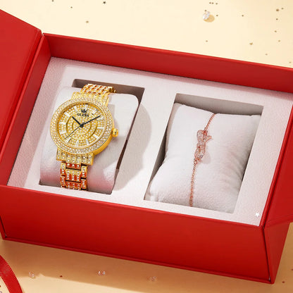 OLEVS Top Original Brand Women's Watches Elegant Luxury Full Diamond Quartz