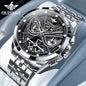 OUPINKE 3250 Original Men's Watch Deep Waterproof 3D Skeleton Stainless steel Automatic Mechanical Wristwatch Men Official Watch