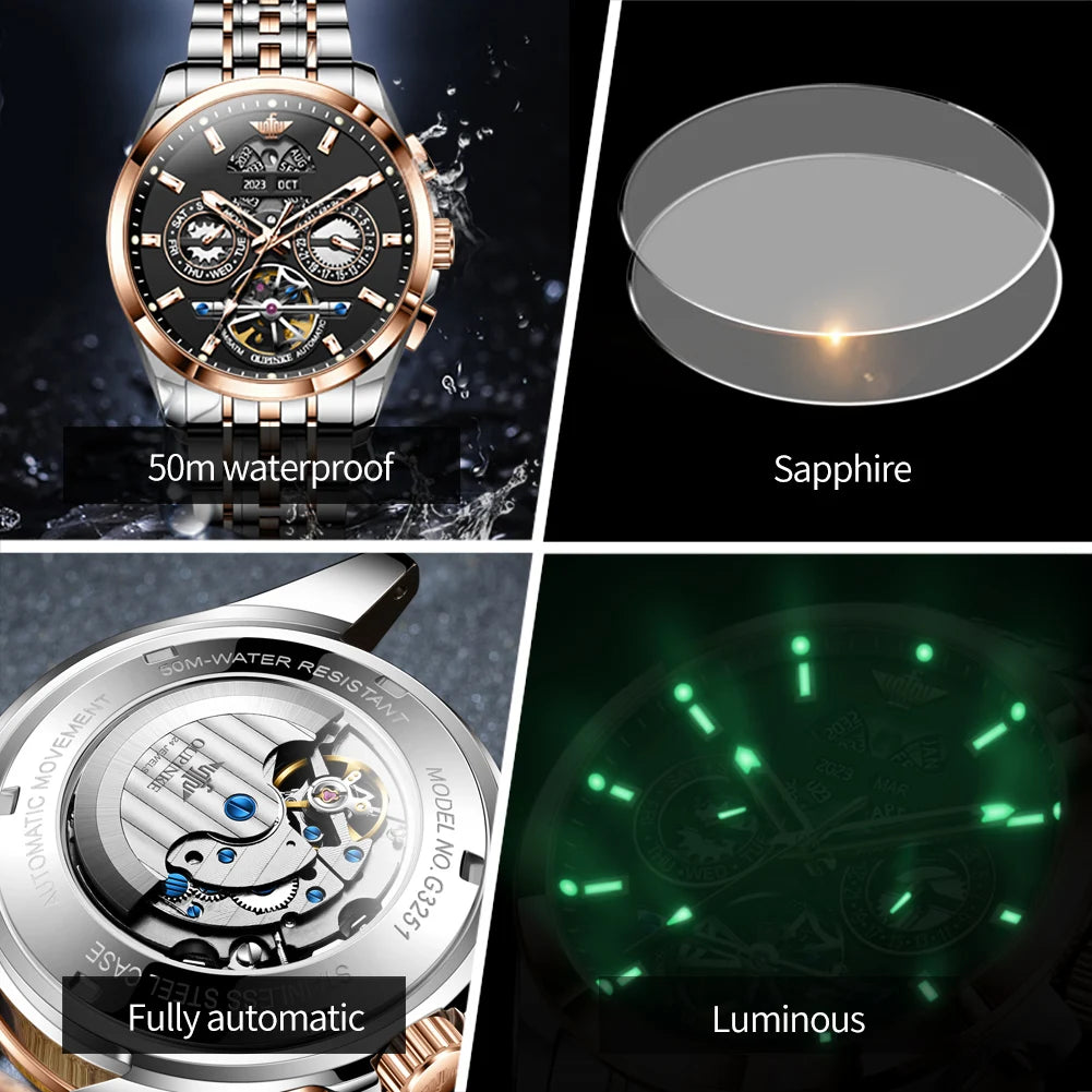 OUPINKE Top Original Luxury Brand Men's Watches Full Automatic Watch