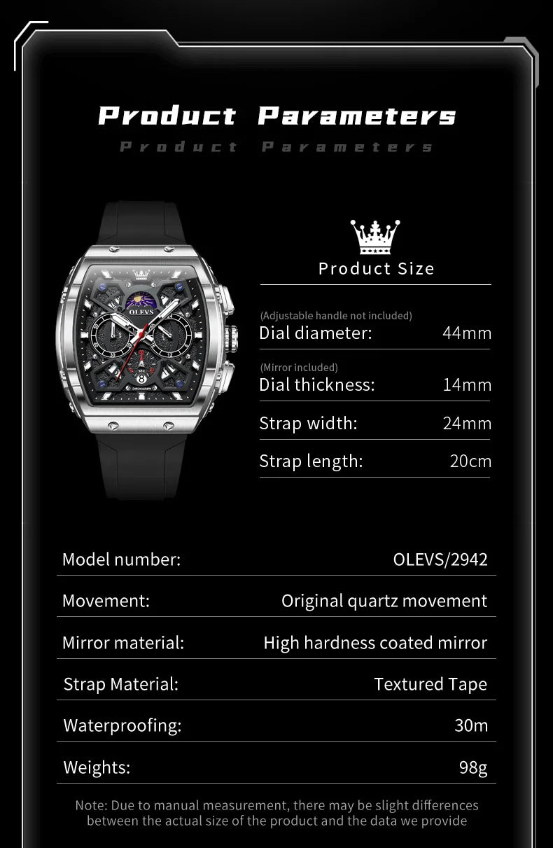 OLEVS Men's Watches Moon Phase Chronograph