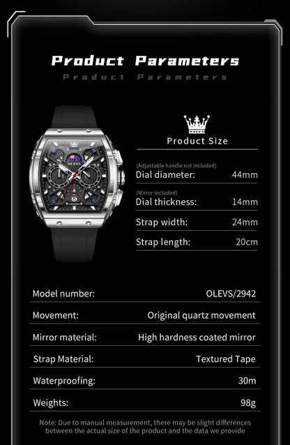 OLEVS Men's Watches Moon Phase Chronograph
