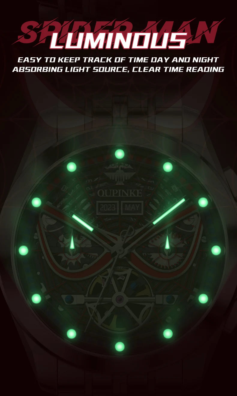 OUPINKE 3250 Original Men's Watch Deep Waterproof 3D Skeleton Stainless steel Automatic Mechanical Wristwatch Men Official Watch