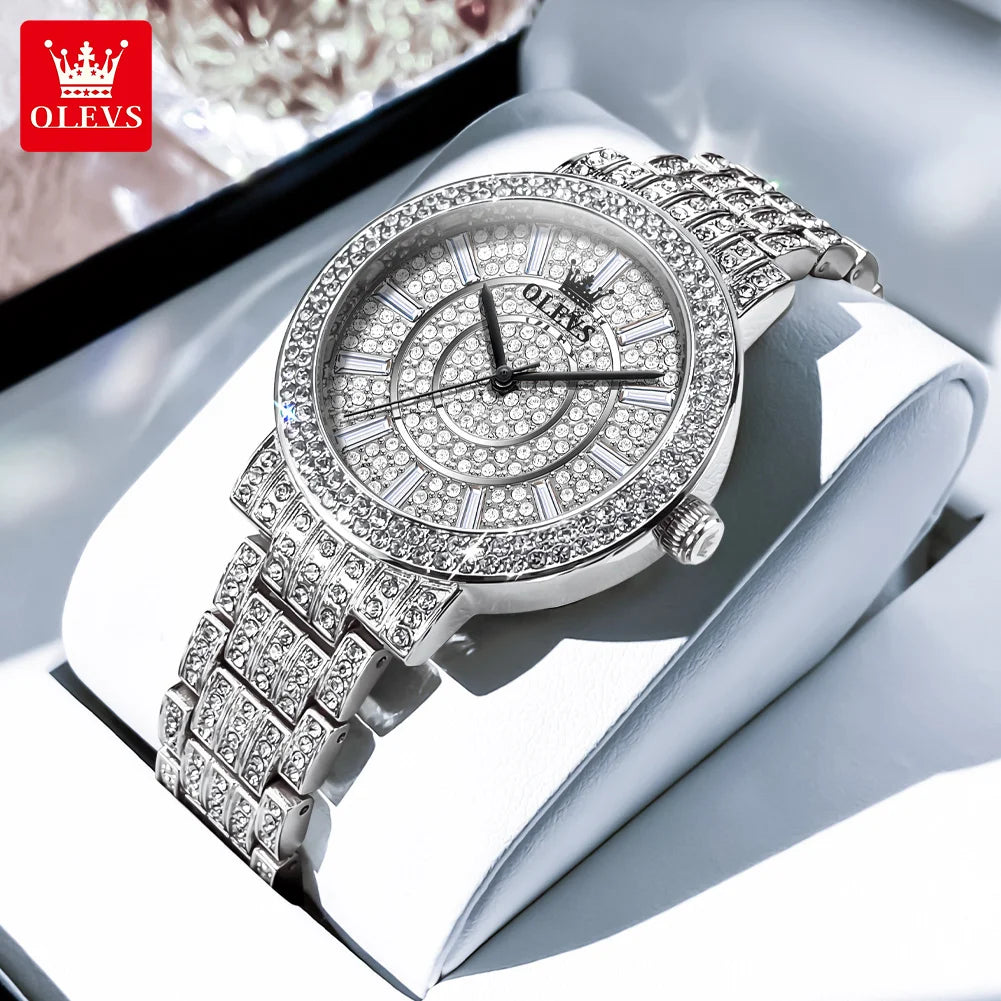 OLEVS Top Original Brand Women's Watches Elegant Luxury Full Diamond Quartz