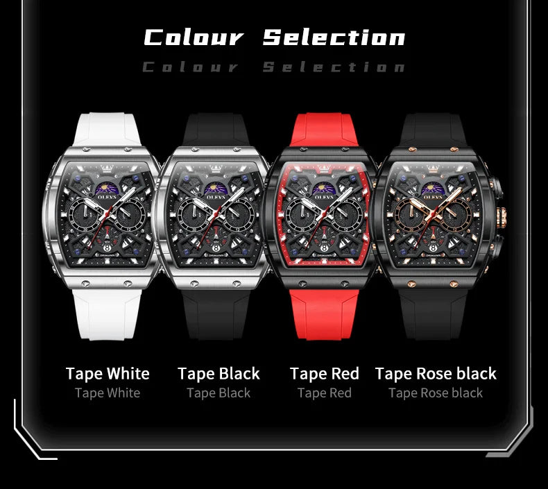OLEVS Men's Watches Moon Phase Chronograph