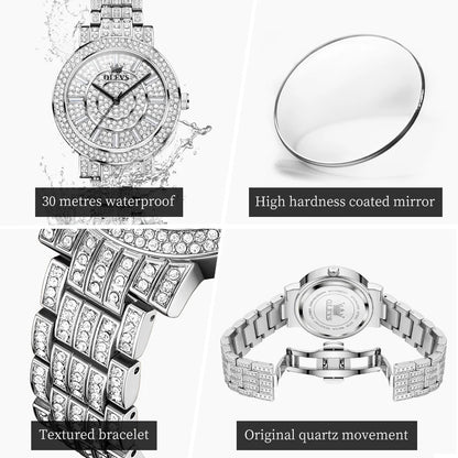 OLEVS Top Original Brand Women's Watches Elegant Luxury Full Diamond Quartz