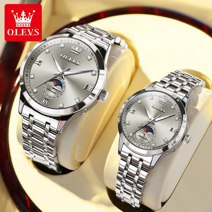 OLEVS Fashion Original Romantic Couple Watch Moon Phase