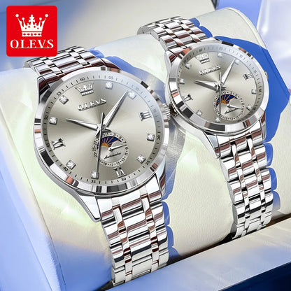 OLEVS Fashion Original Romantic Couple Watch Moon Phase